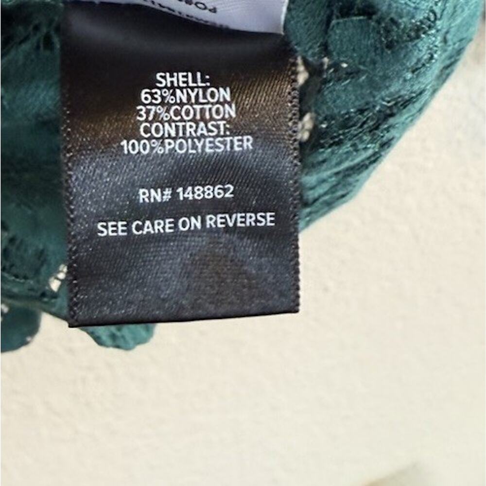 Torrid Plus 4/4X Green Lace Long Sleeve Button Down Blouse Cotton Blend - Picture 8 of 8